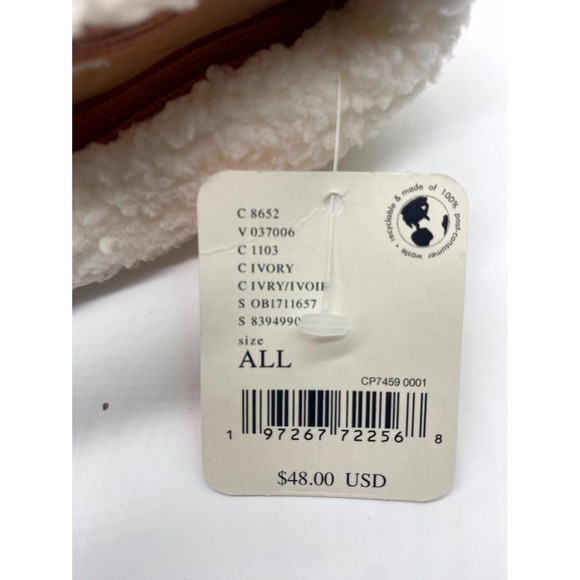 Free People FP Movement Women's Winter Hat Ivory Logo Fleece Lined Beanie Cap - Picture 2 of 3